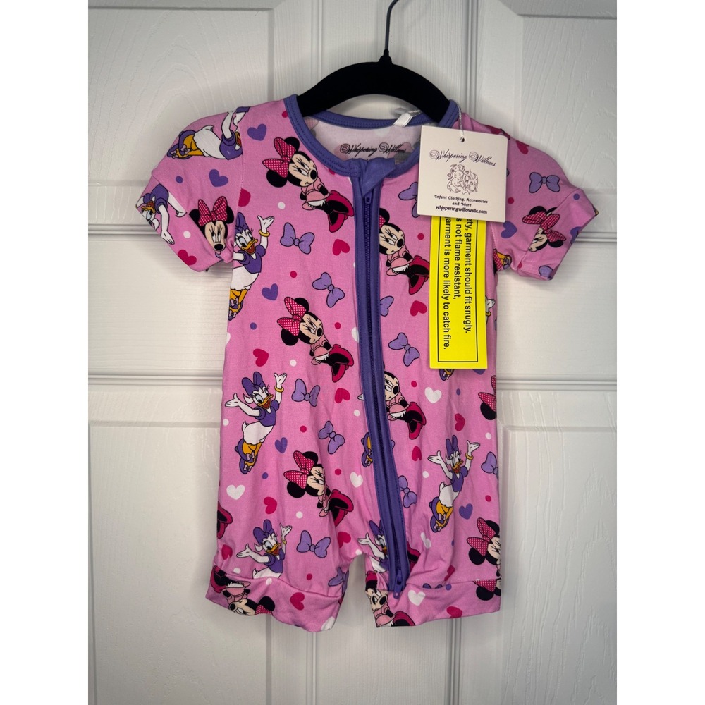 Whispering Willows Disney Minnie Mouse Daisy Duck Pink Bamboo Shortie 0-3M NWT